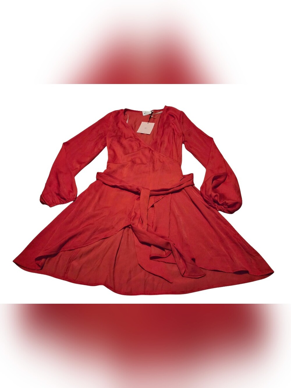 Women’s Large Hello Molly Red Entrapped By You Wrap Mini Dress